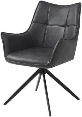 Vito Dining Armchair - Charcoal, Faux Leather image