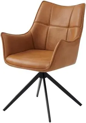 Vito Dining Armchair - Tan, Faux Leather