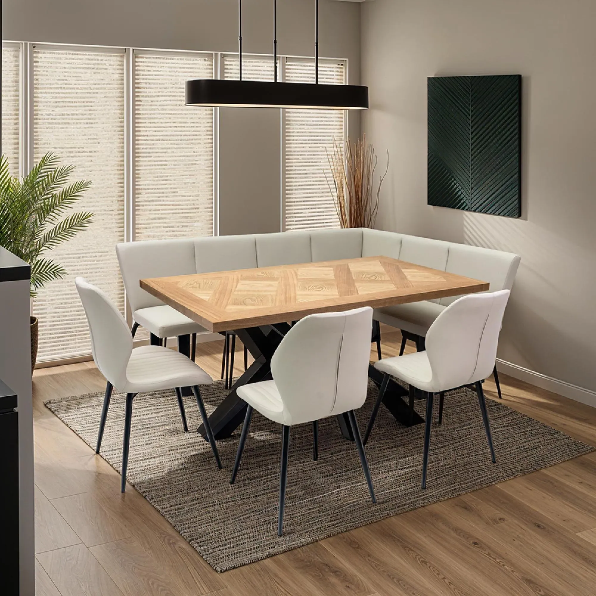 Westin Corner Dining Bench - Stone, Faux Leather