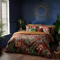 Aranya Exotic Animal Velvet Duvet Cover Set - Rust