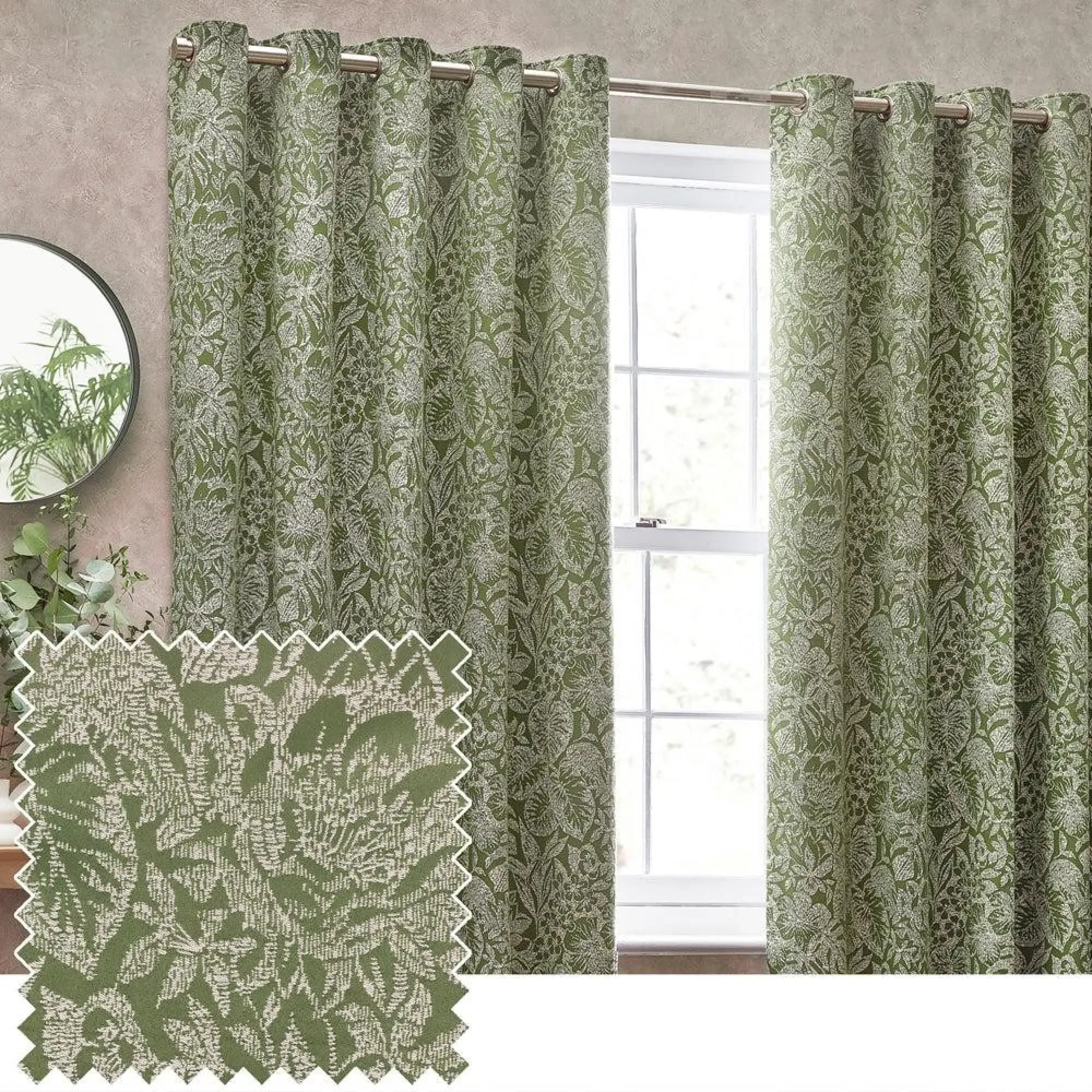 Bali Eyelet Curtains - Olive