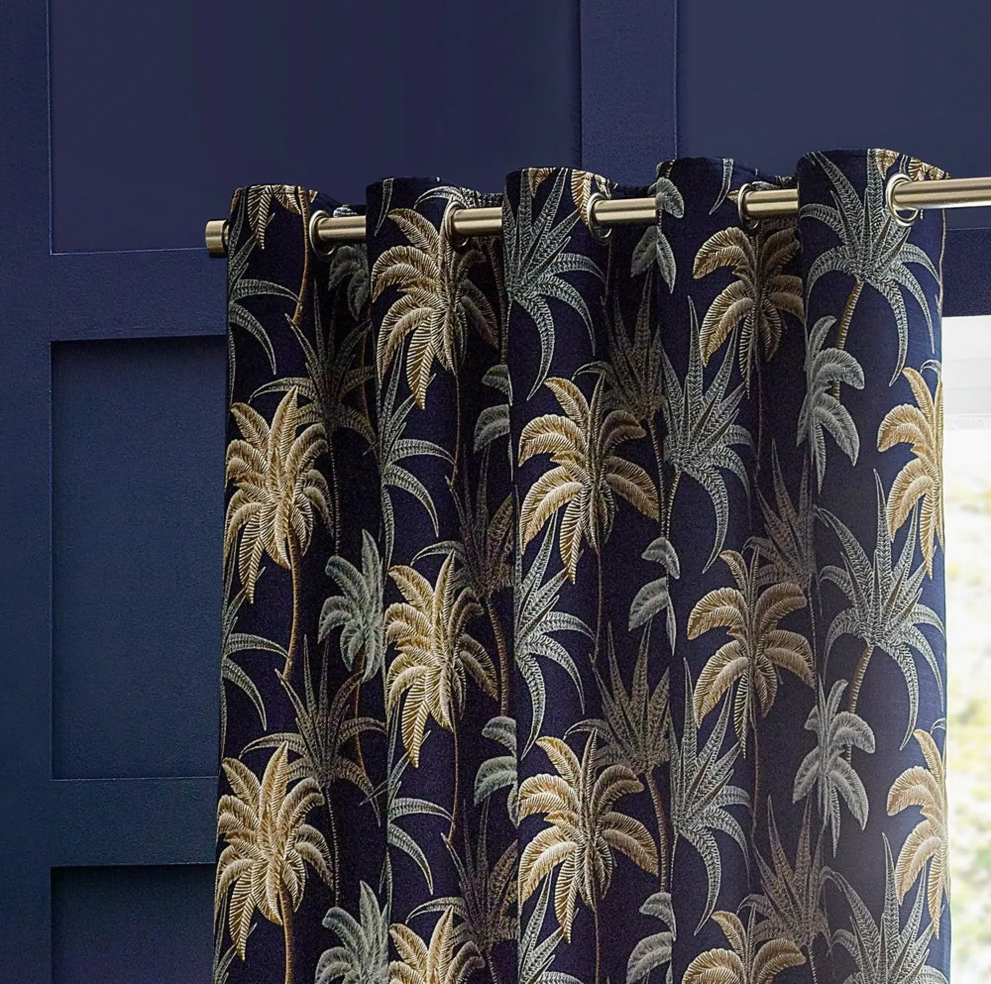 Galapagos Eyelet Curtains - Navy