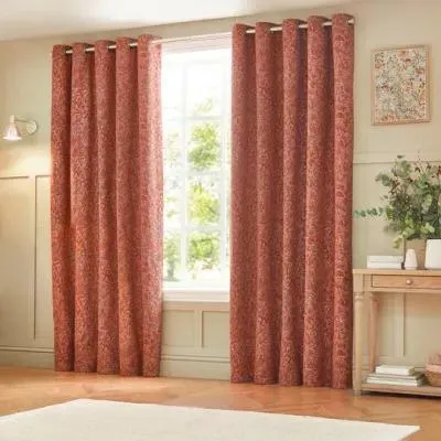 Grantley Jacquard Eyelet Curtains - Brick image