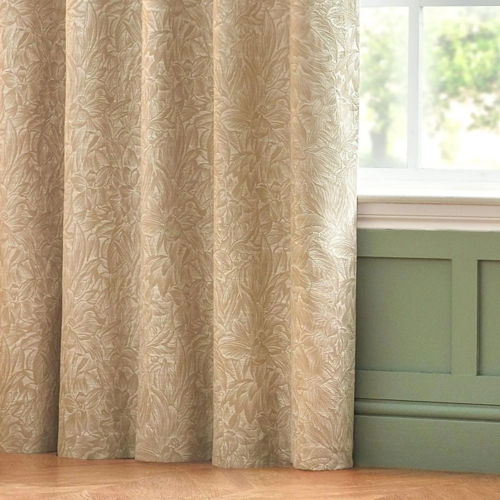 Grantley Jacquard Eyelet Curtains - Natural