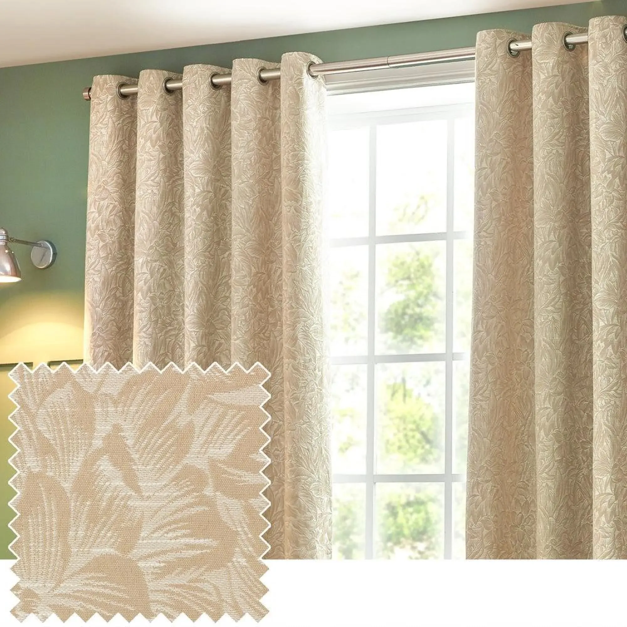 Grantley Jacquard Eyelet Curtains - Natural