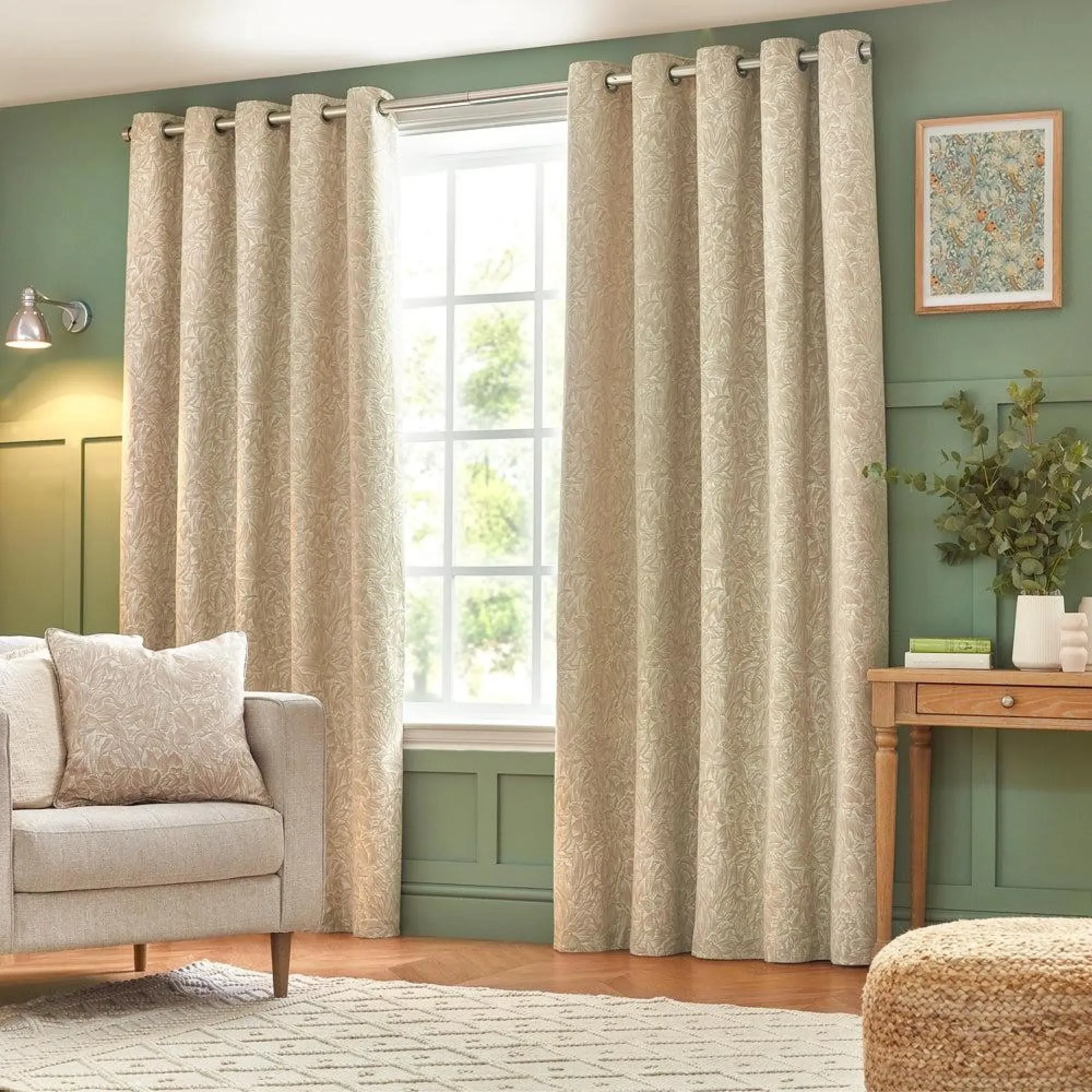 Grantley Jacquard Eyelet Curtains - Natural