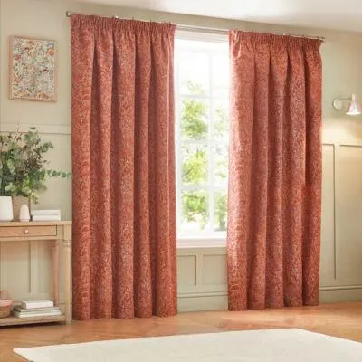 Grantley Jacquard Pencil Pleat Curtains - Brick image