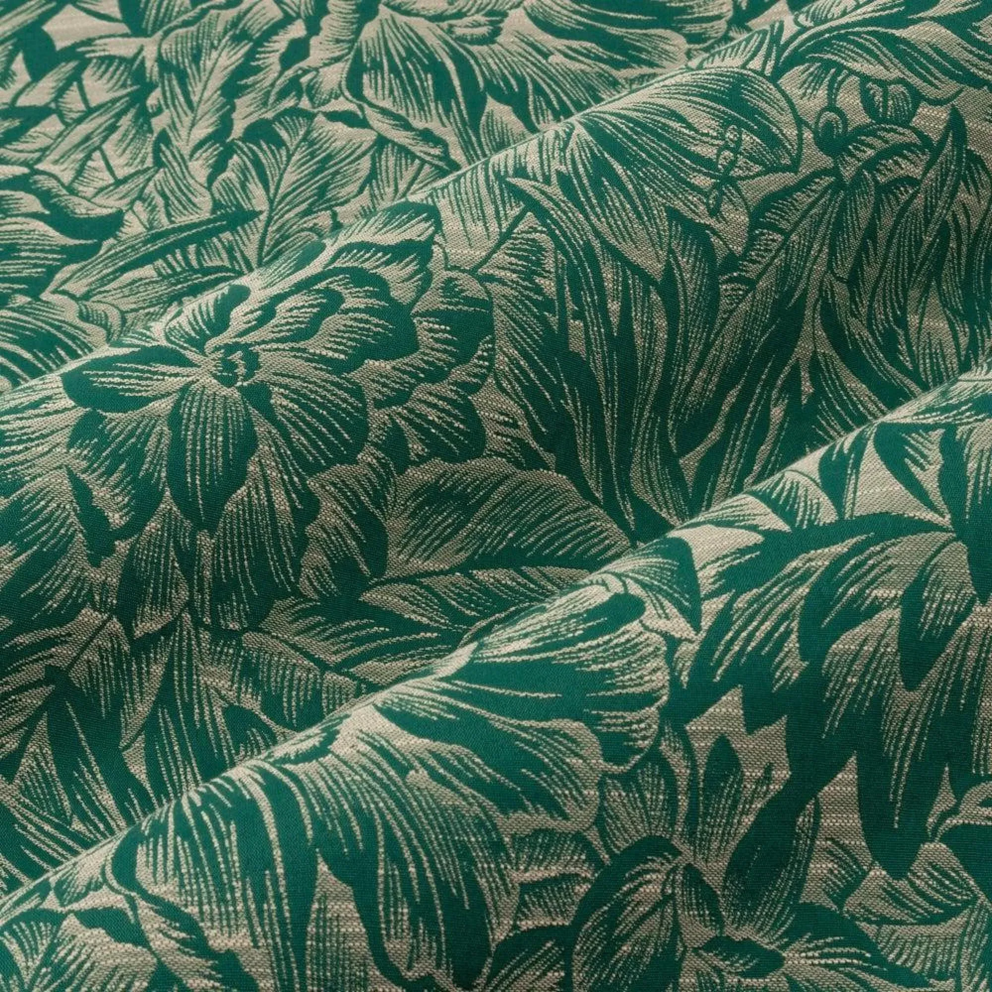 Grantley Jacquard Pencil Pleat Curtains - Emerald