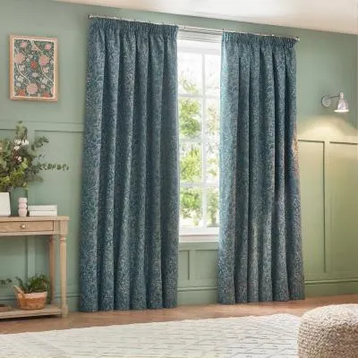 Grantley Jacquard Pencil Pleat Curtains - Wedgewood