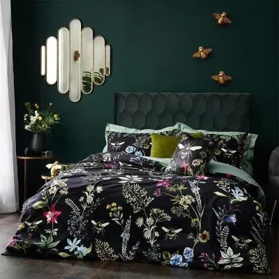 Midnight Bee Floral Duvet Cover Set - Black, Velvet image
