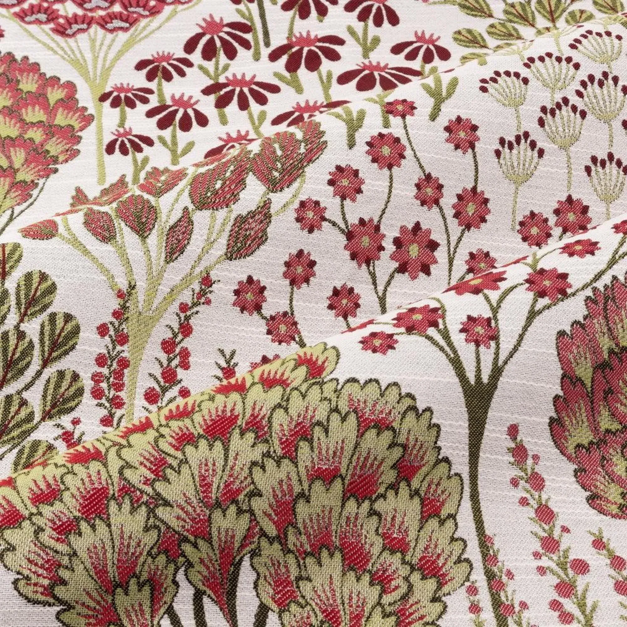 Ophelia Floral Jacquard Pencil Pleat Curtains - Rednut