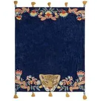 Regal Leopard Throw - Royal Blue