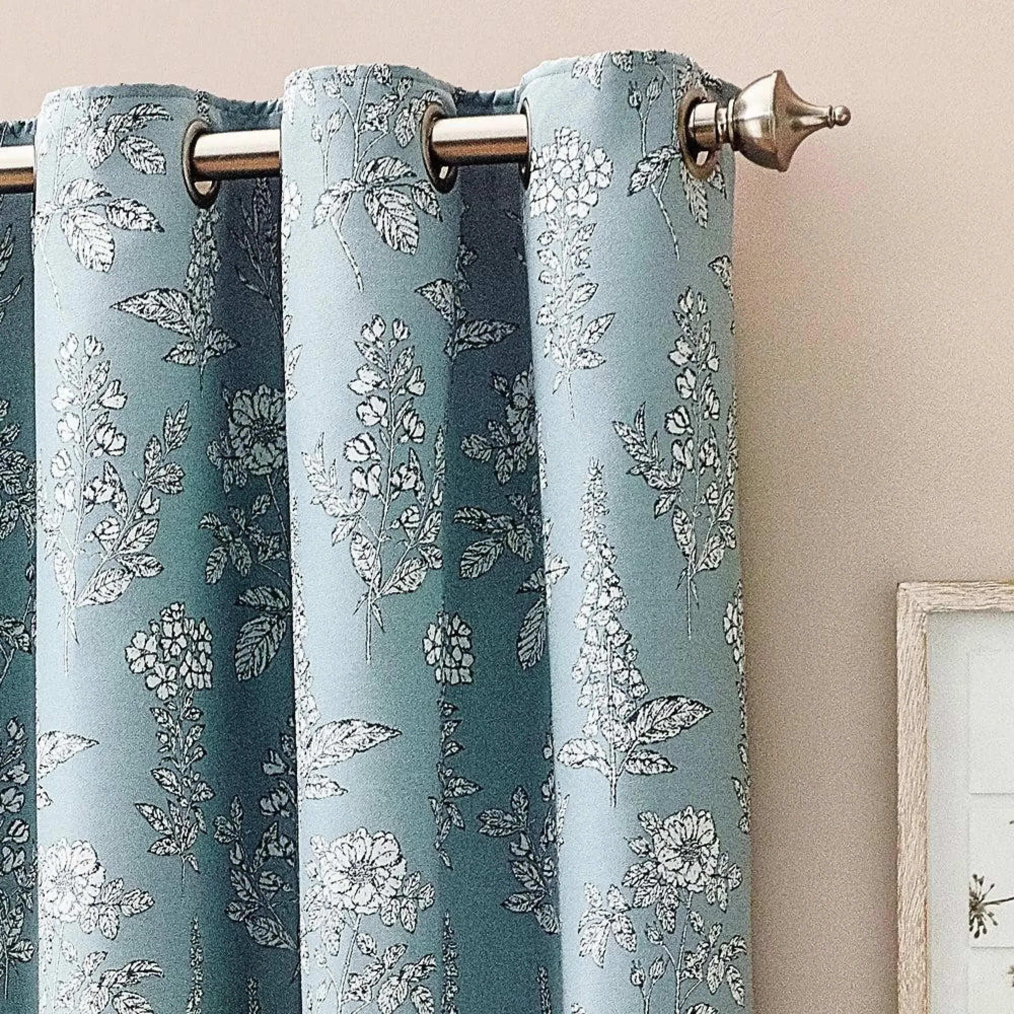 Sophia Room Darkening Eyelet Curtains - Blue