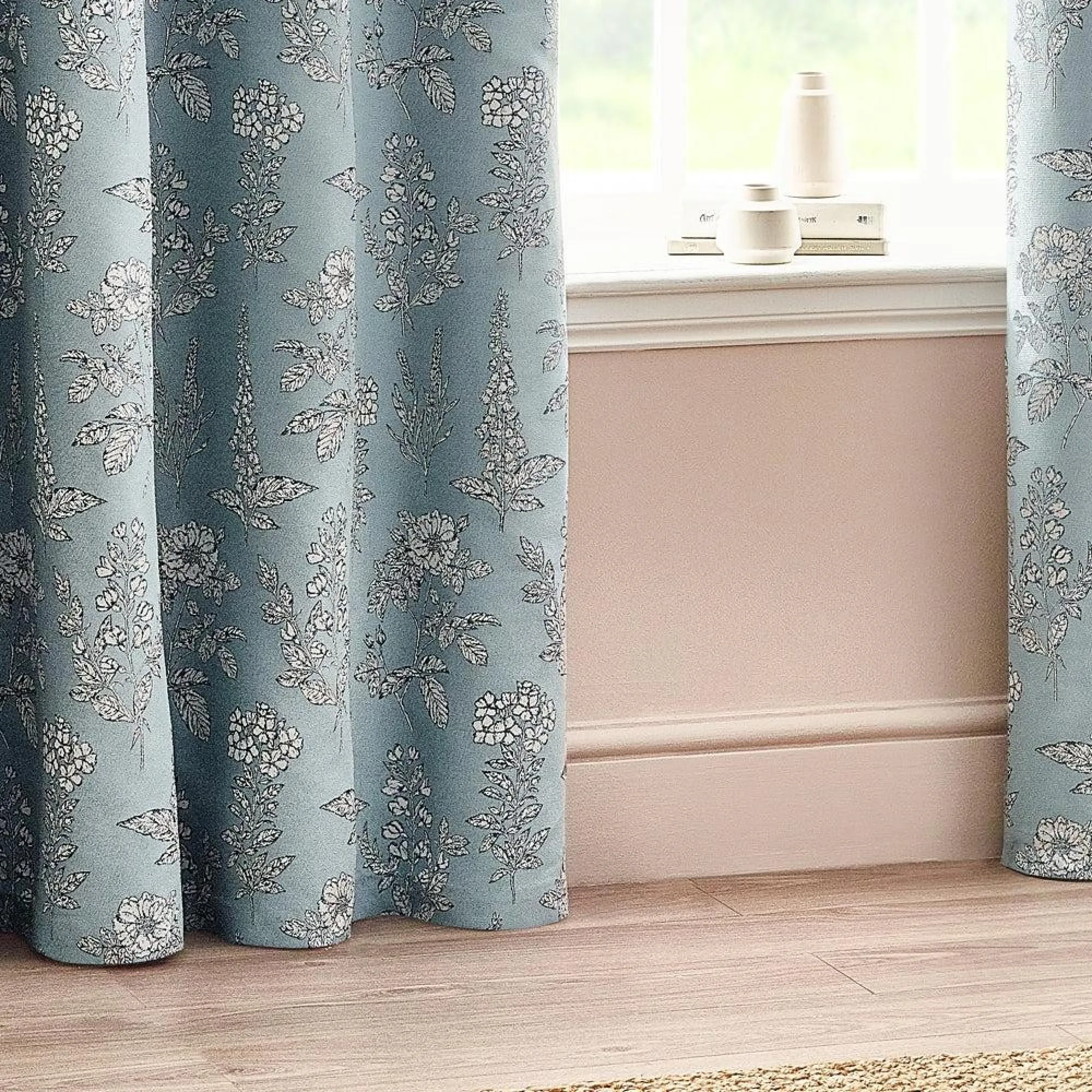 Sophia Room Darkening Eyelet Curtains - Blue