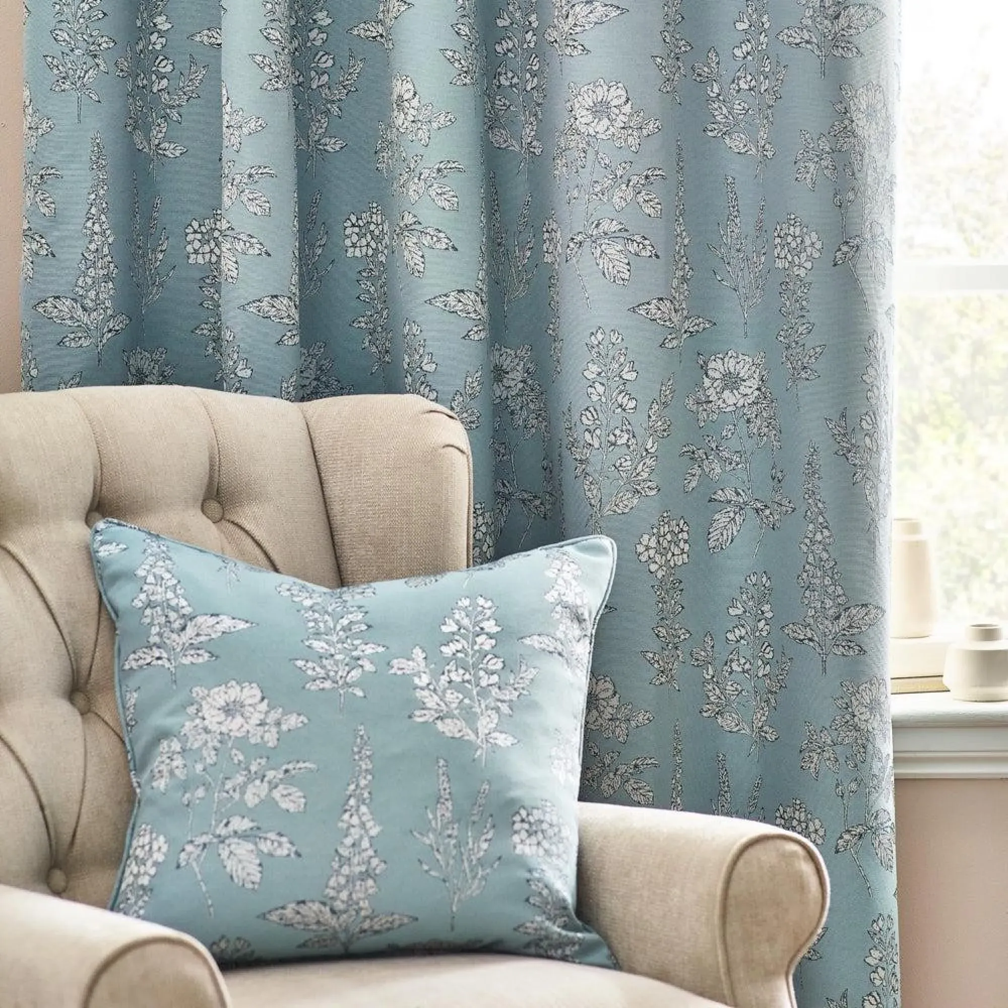 Sophia Room Darkening Eyelet Curtains - Blue