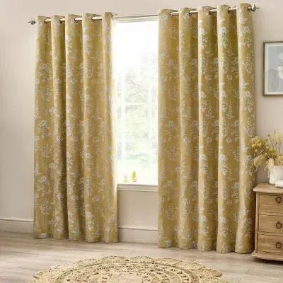 Sophia Room Darkening Eyelet Curtains - Gold