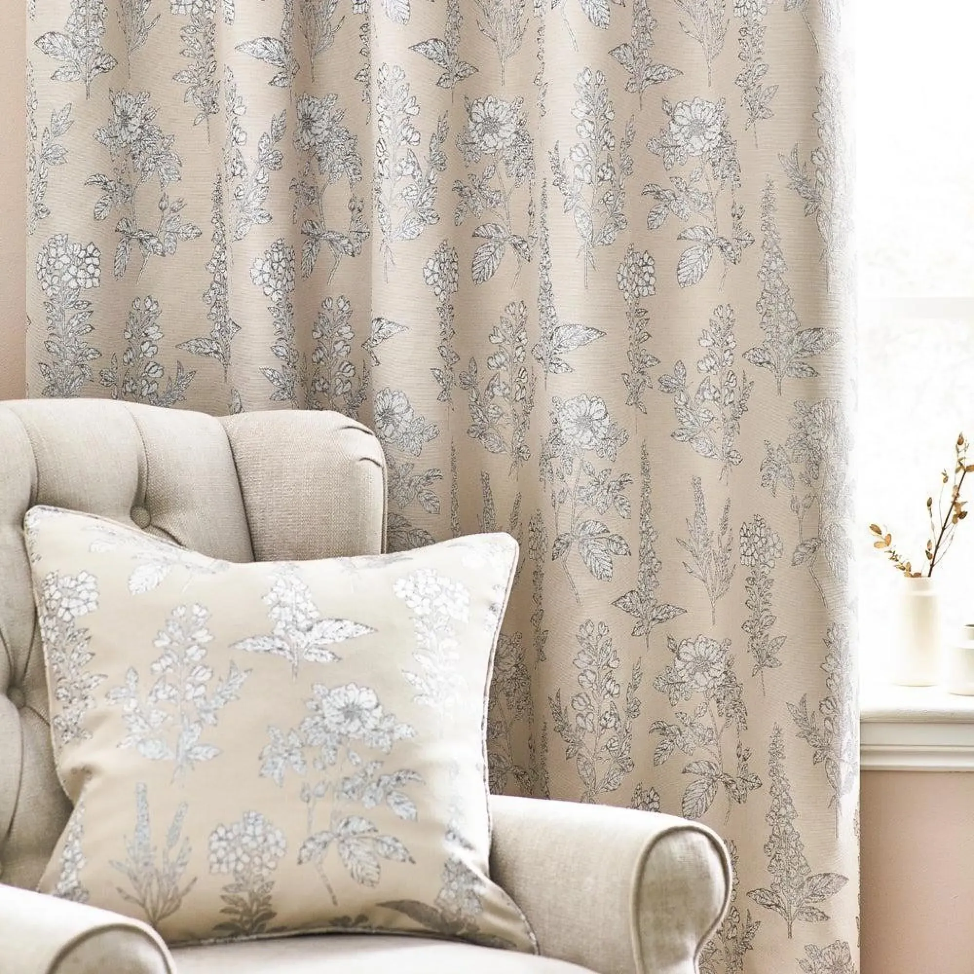 Sophia Room Darkening Eyelet Curtains - Natural