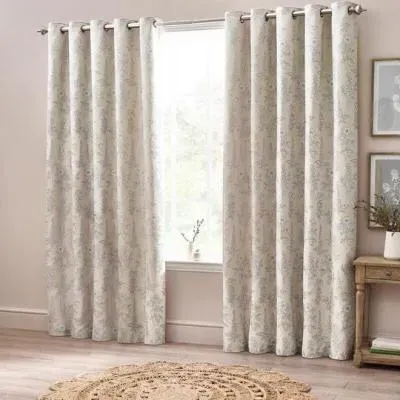 Sophia Room Darkening Eyelet Curtains - Natural