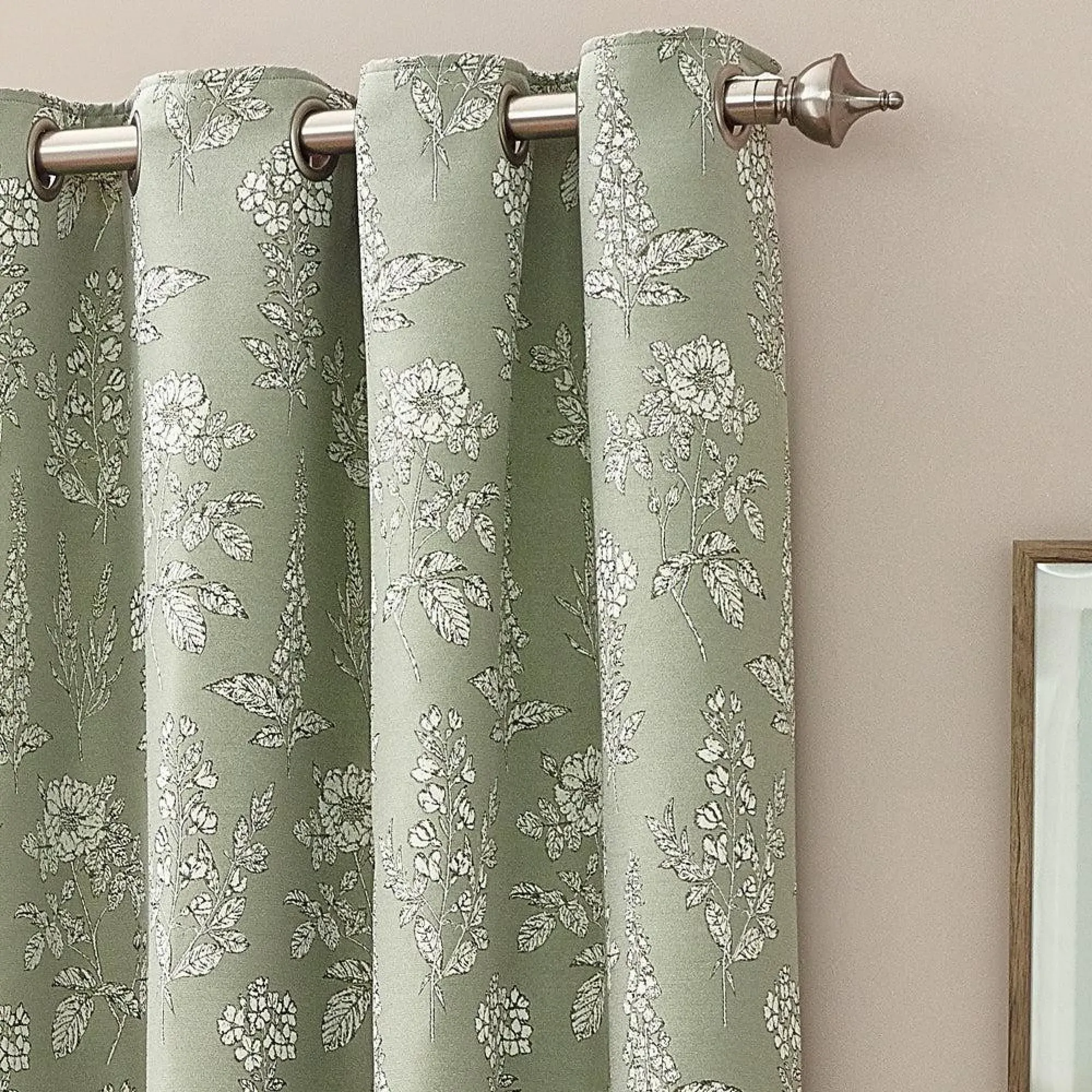 Sophia Room Darkening Eyelet Curtains - Sage