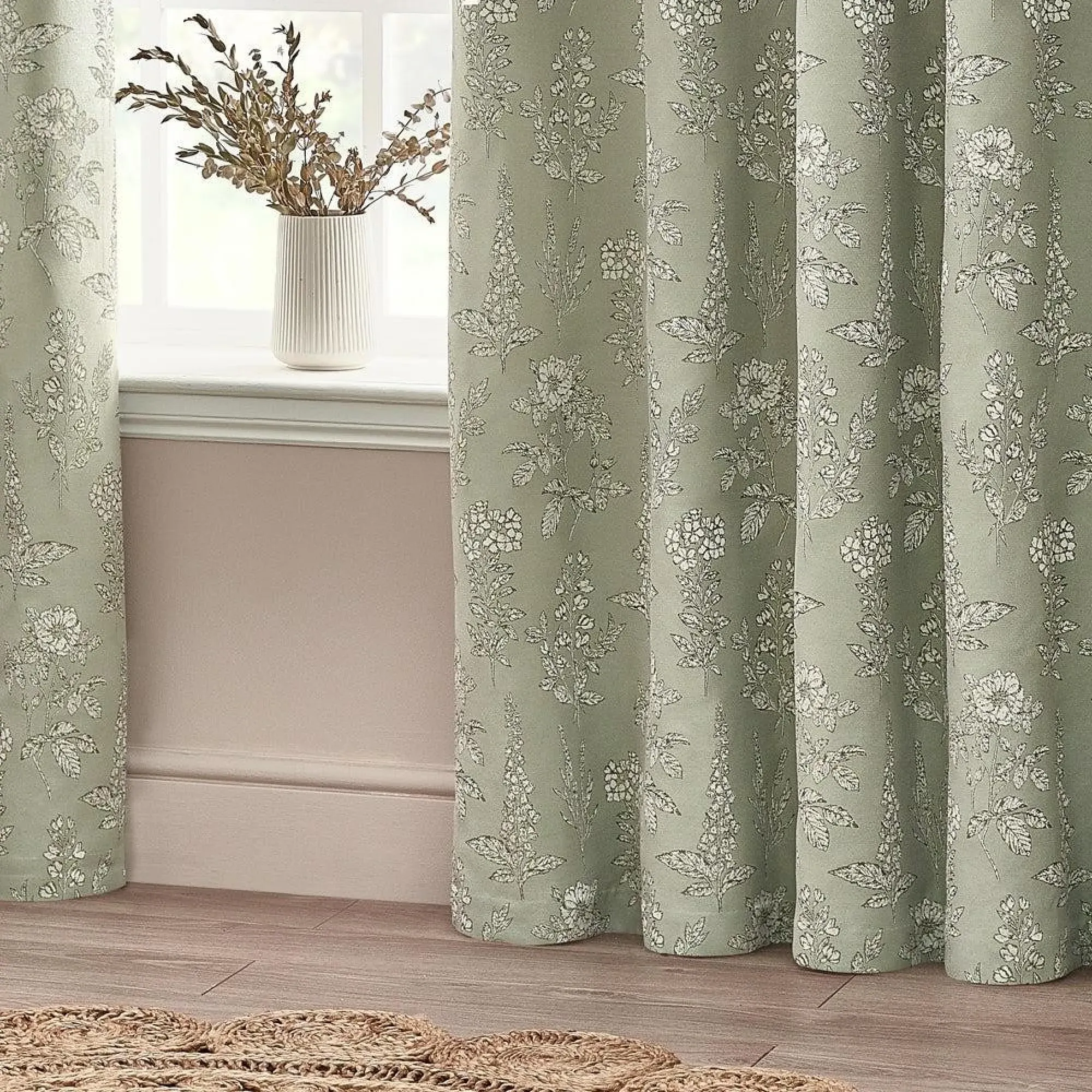 Sophia Room Darkening Eyelet Curtains - Sage