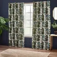 Woodlands Room Darkening Eyelet Curtains - Green