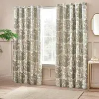 Woodlands Room Darkening Eyelet Curtains - Natural