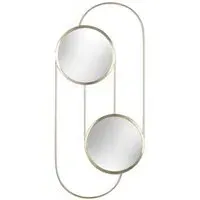 Abstract Double Round Wall Mirror - Brass