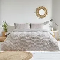 Chevron Tufted Geometric Duvet Cover Set - Stone Beige