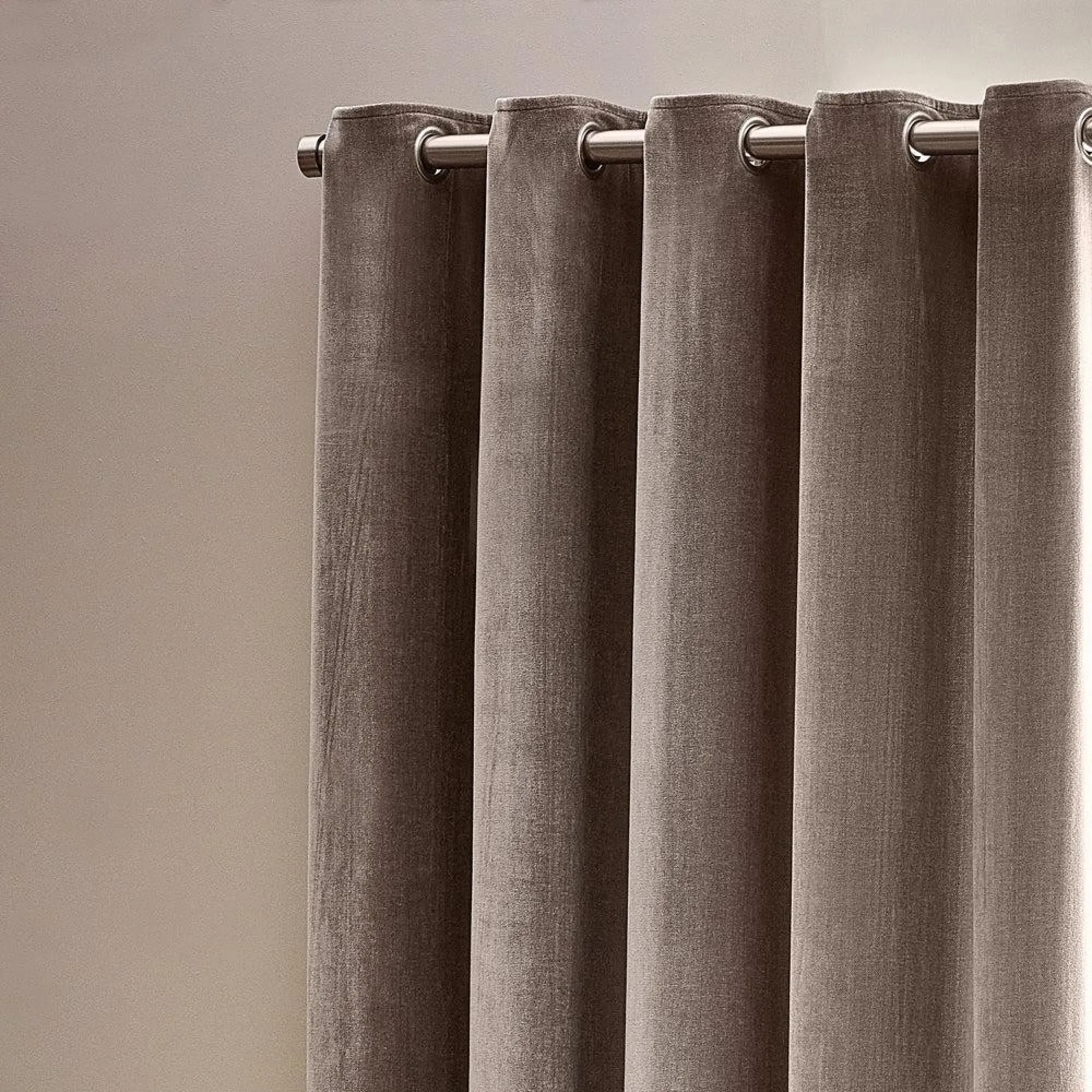 Heavy Chenille Room Darkening Eyelet Curtains - Greige