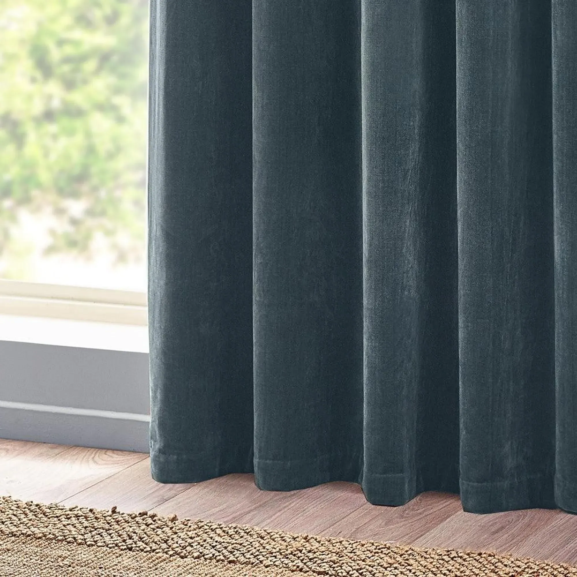 Heavy Chenille Room Darkening Eyelet Curtains - Marine