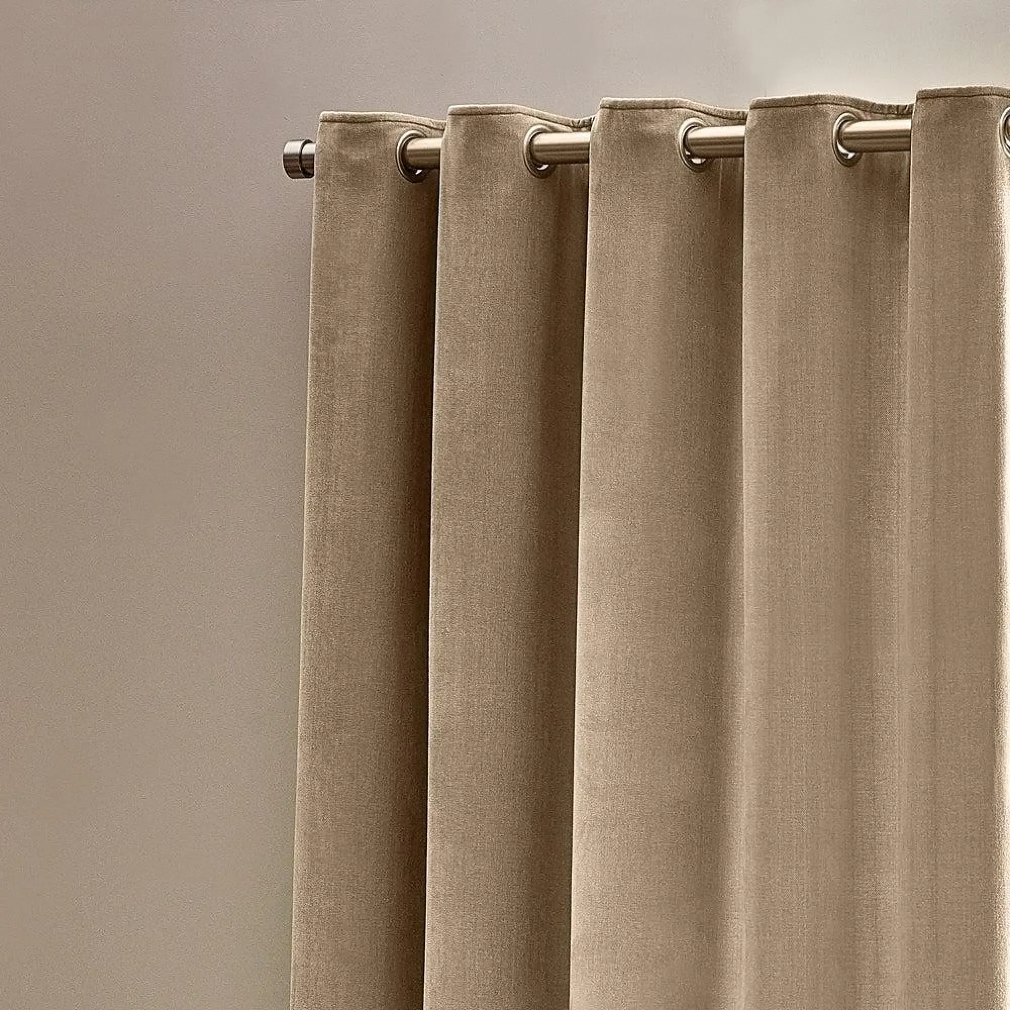 Heavy Chenille Room Darkening Eyelet Curtains - Natural