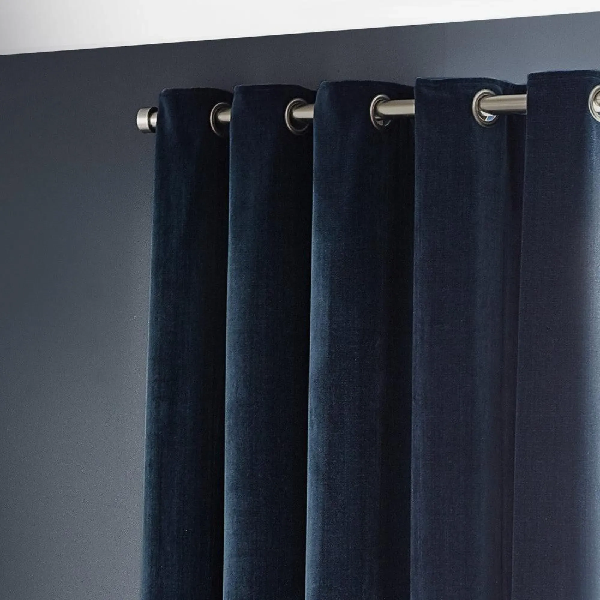 Heavy Chenille Room Darkening Eyelet Curtains - Navy