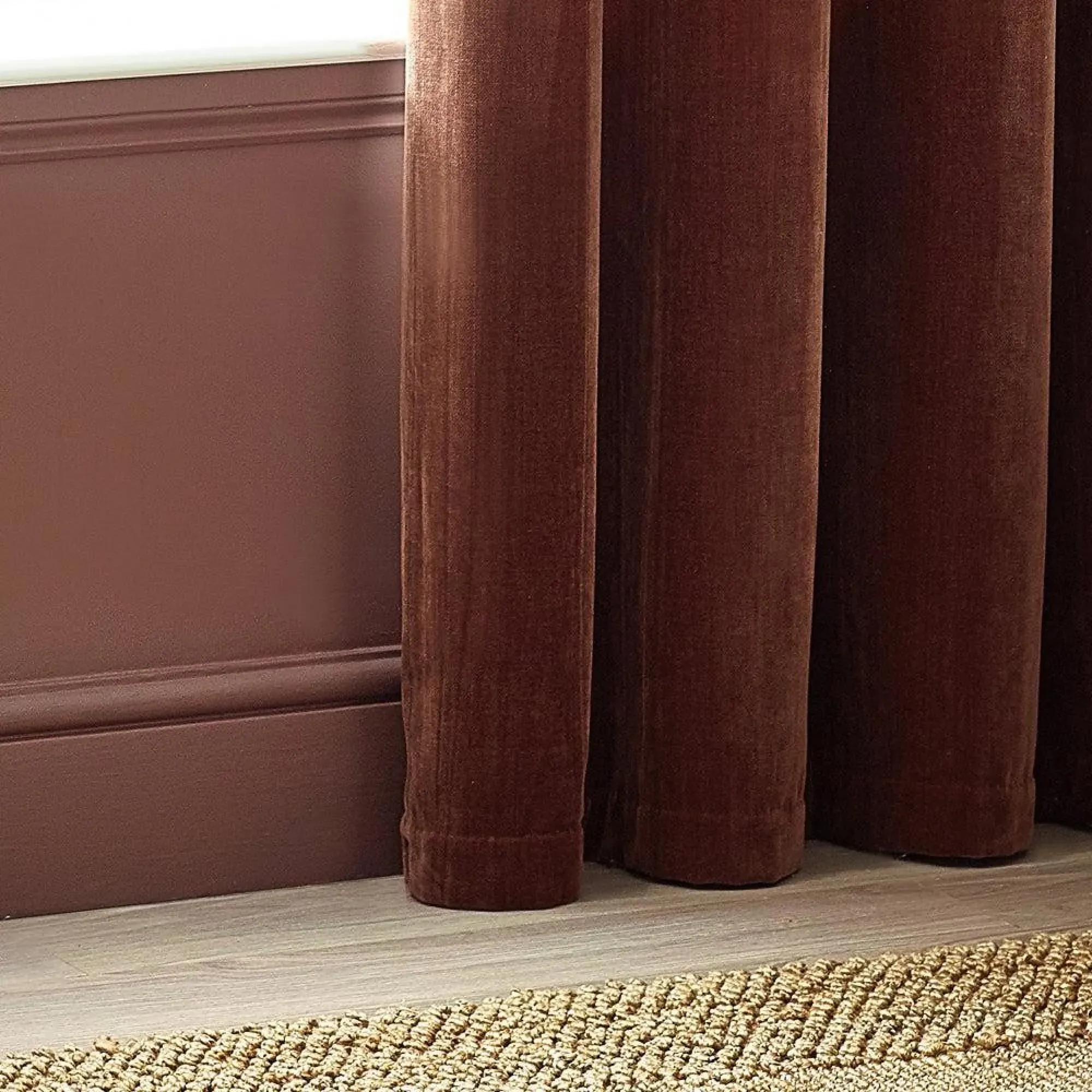 Heavy Chenille Room Darkening Eyelet Curtains - Nutmeg