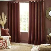 Heavy Chenille Room Darkening Eyelet Curtains - Nutmeg