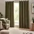 Heavy Chenille Room Darkening Eyelet Curtains - Olive