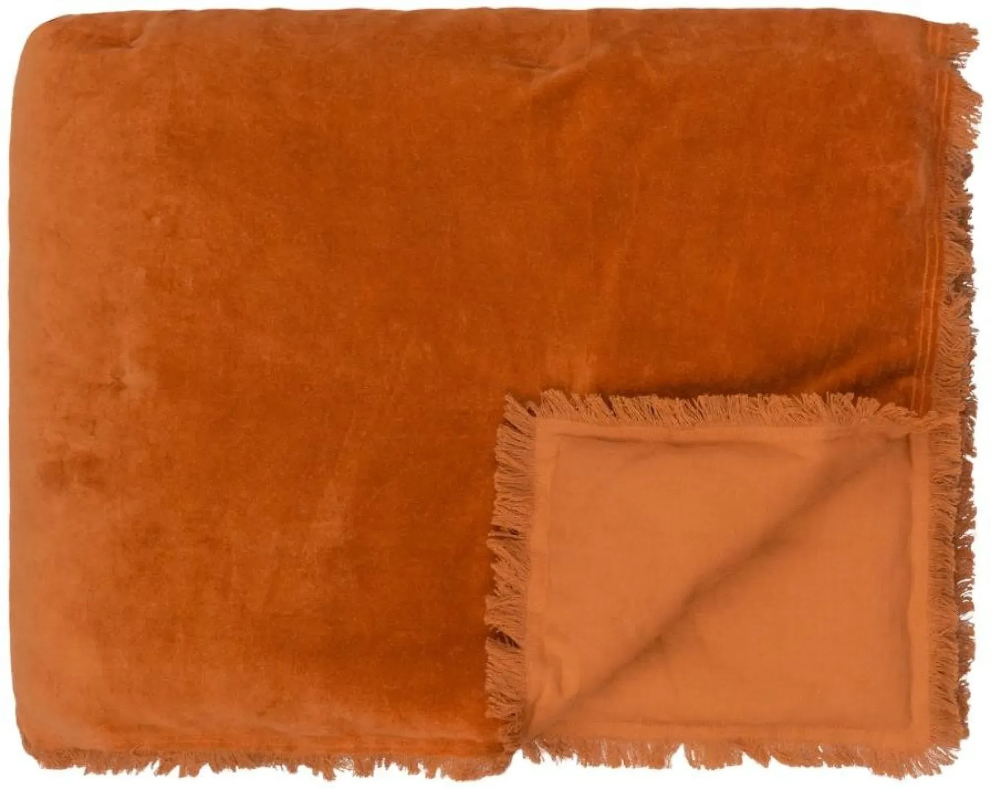 Jaye Cotton Velvet Filled Bedspread - Rust
