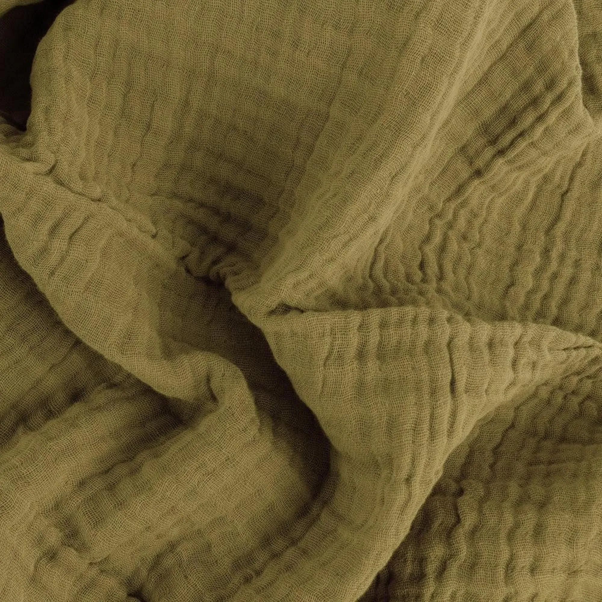 Lark Oversized Throw - Khaki, Muslin Cotton