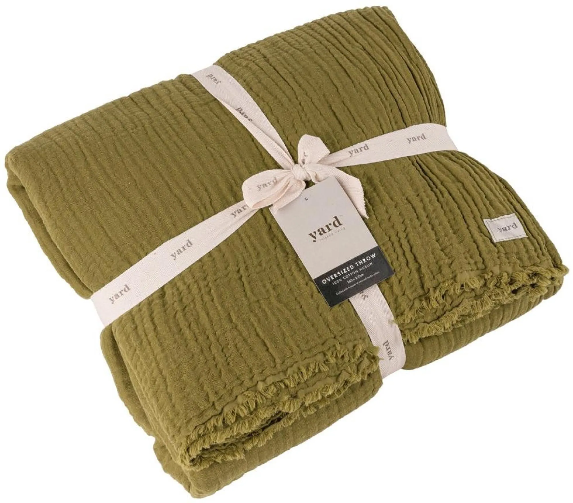 Lark Oversized Throw - Khaki, Muslin Cotton