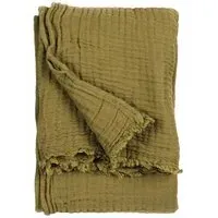 Lark Oversized Throw - Khaki, Muslin Cotton