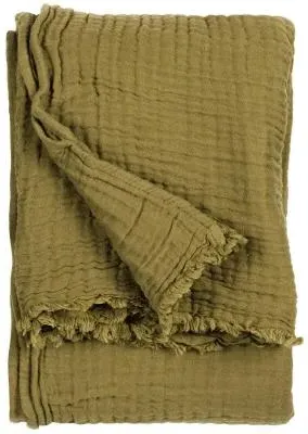 Lark Oversized Throw - Khaki, Muslin Cotton