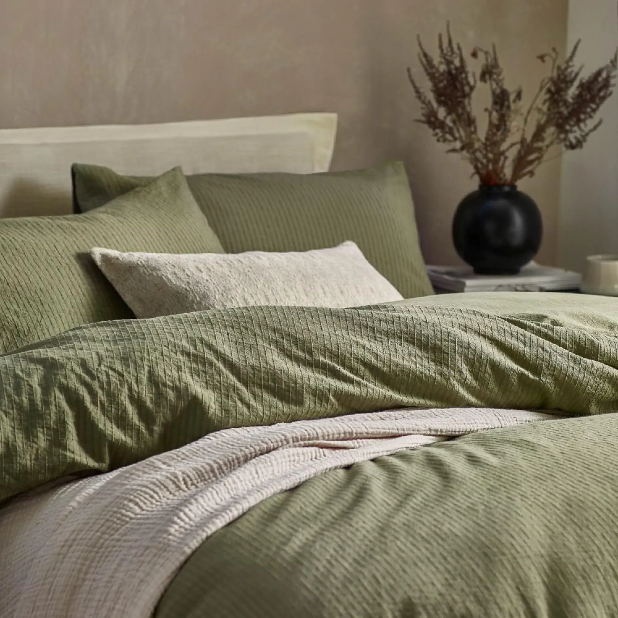 Malton Stripe Duvet Cover Set - Forest Green