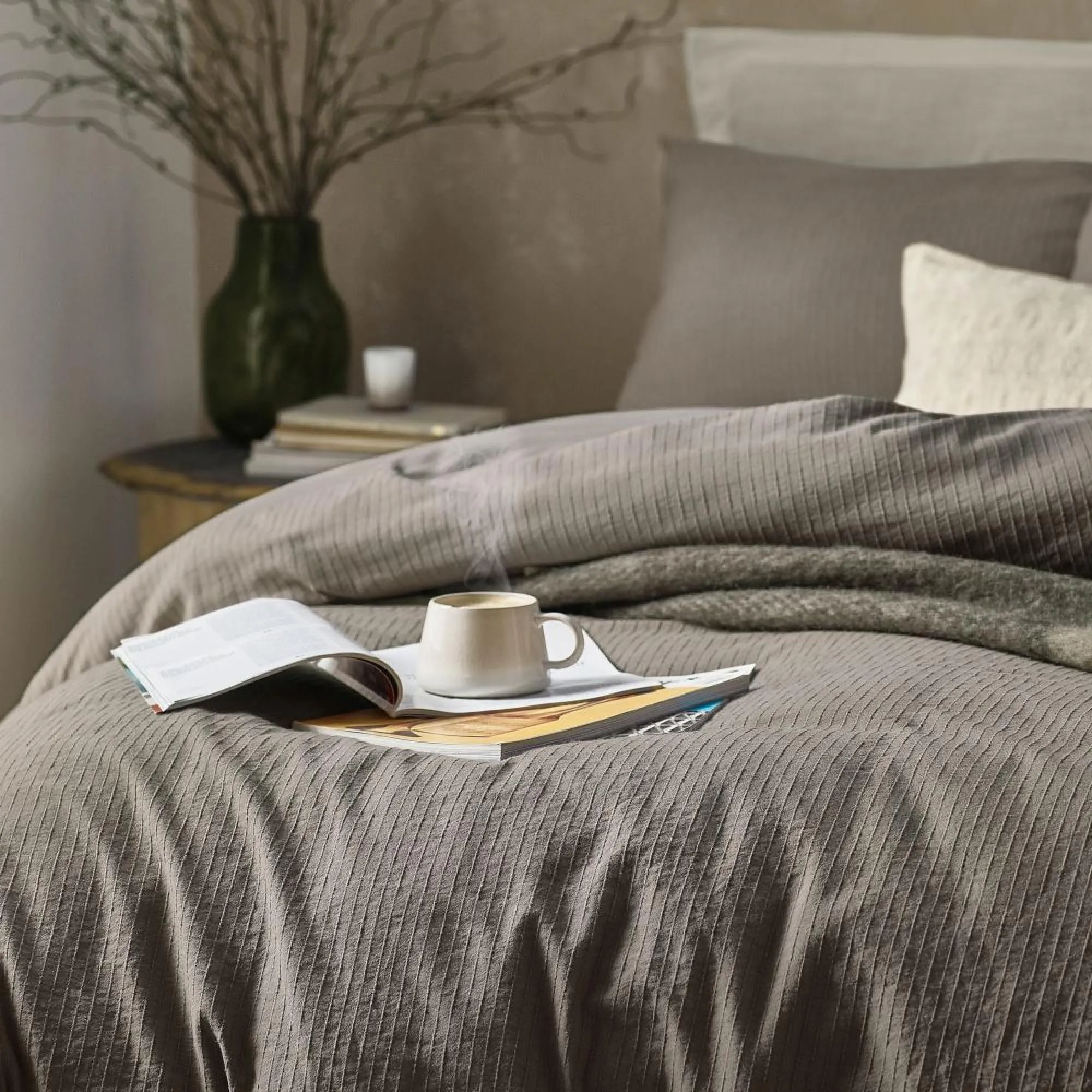 Malton Stripe Duvet Cover Set - Mole Grey