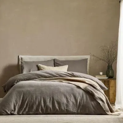 Malton Stripe Duvet Cover Set - Mole Grey