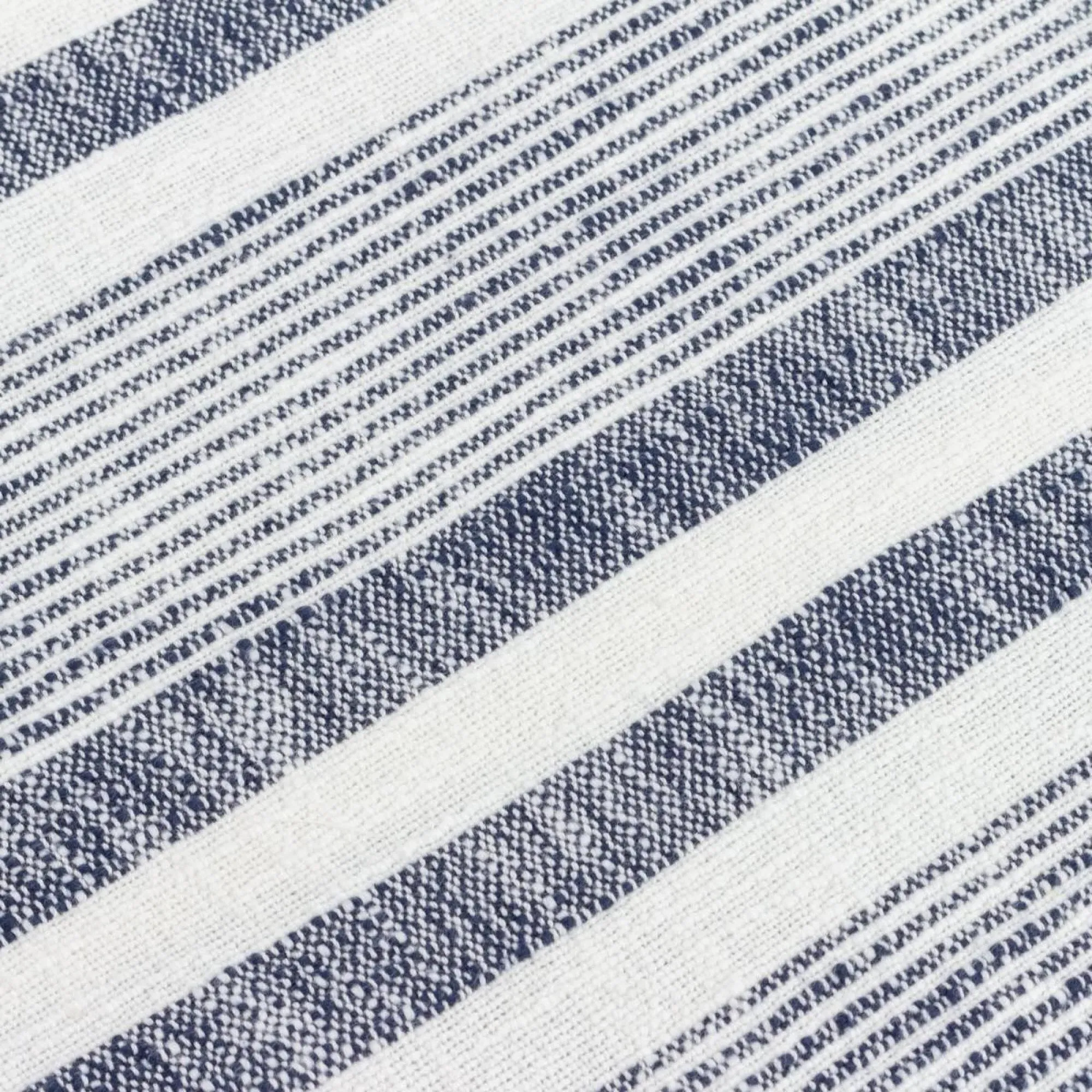 Neela Striped Throw with Fringe - Natural, Navy