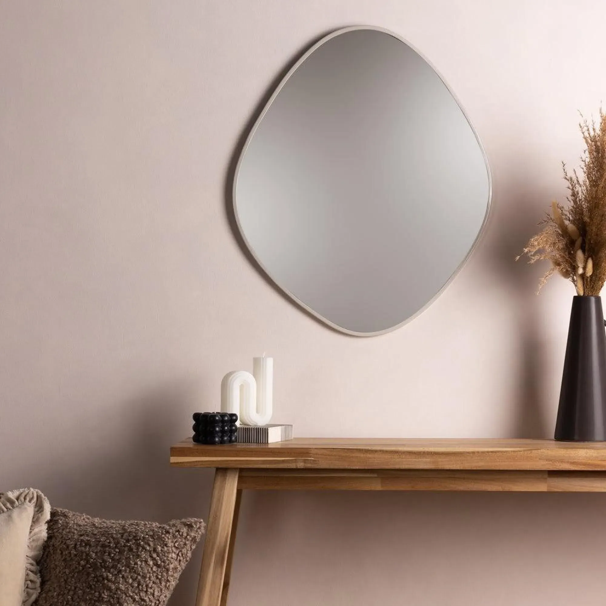 Oval Wall Mirror - Grey