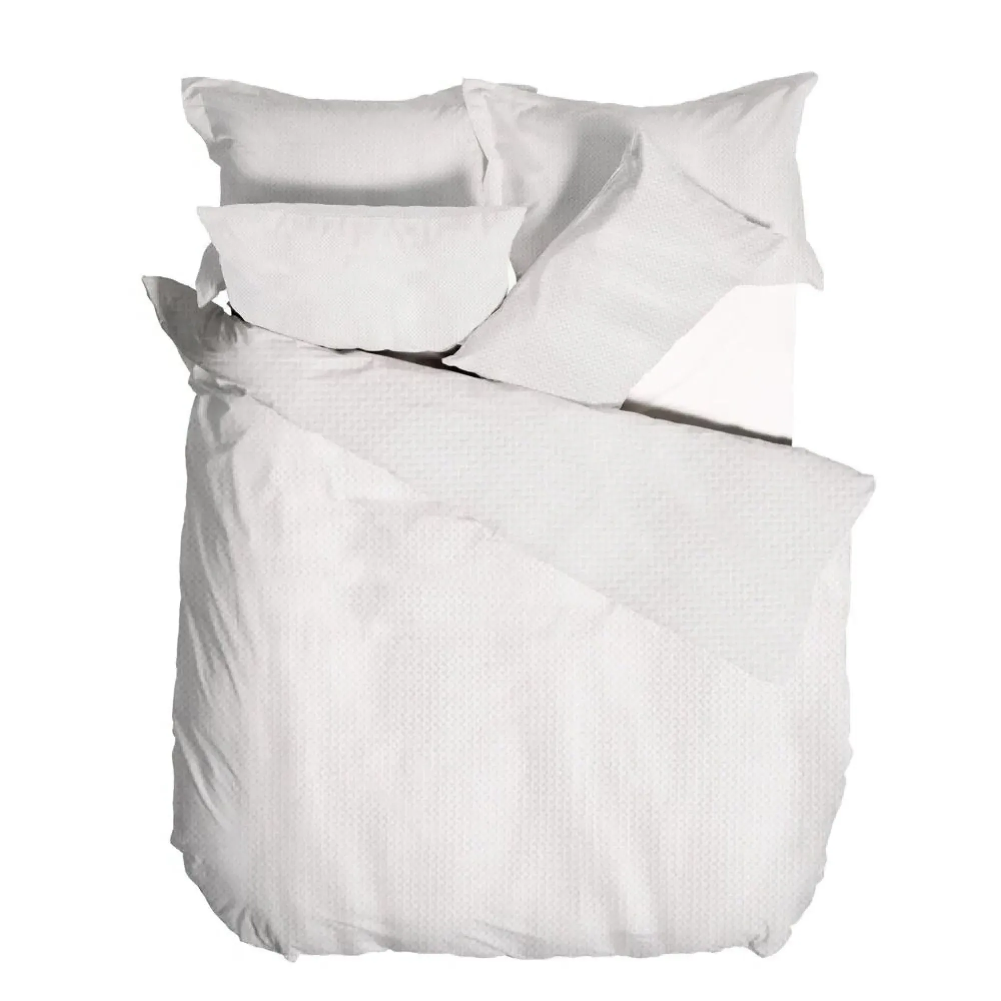 Waffle Textured Double Duvet Cover Set - White, Cotton