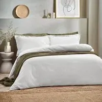 Waffle Textured King Size Duvet Cover Set - White, Cotton