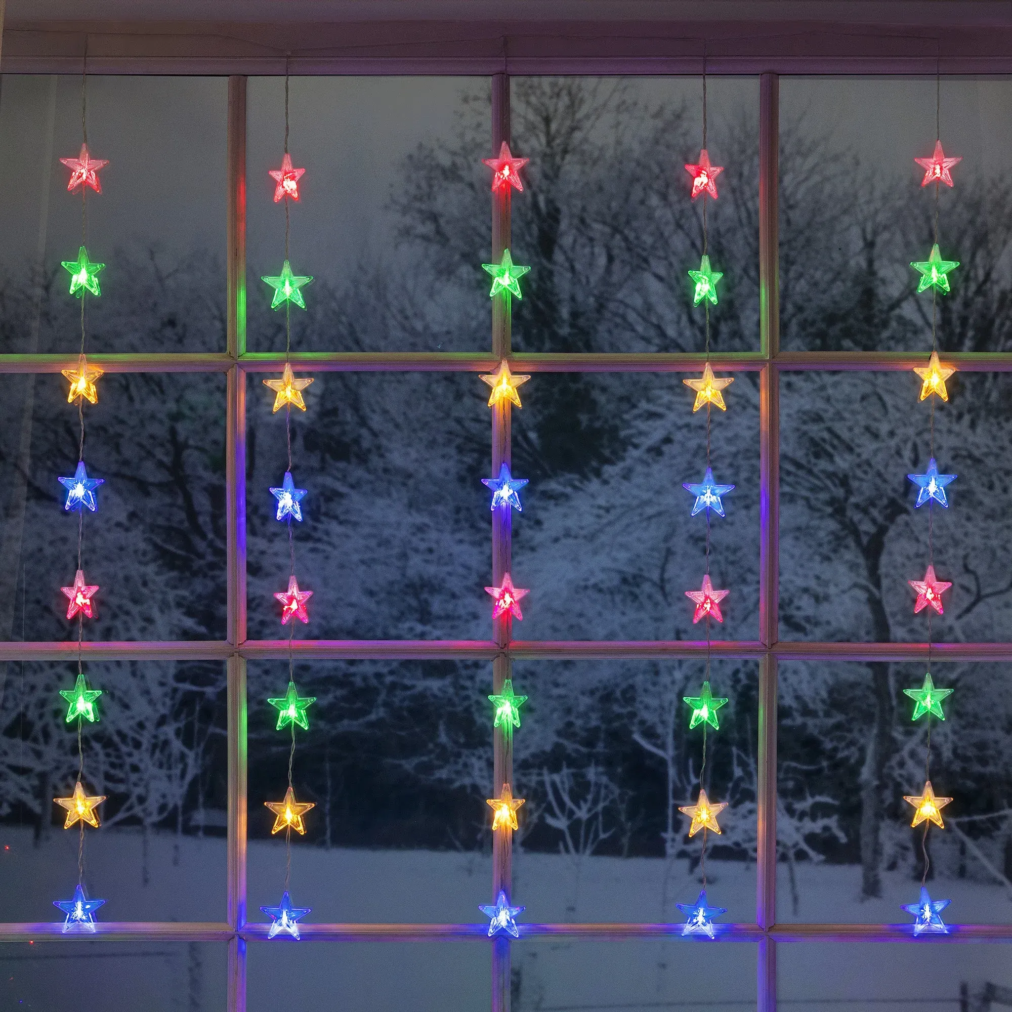 40 LED Star Curtain Lights - Clear Wire alternate view