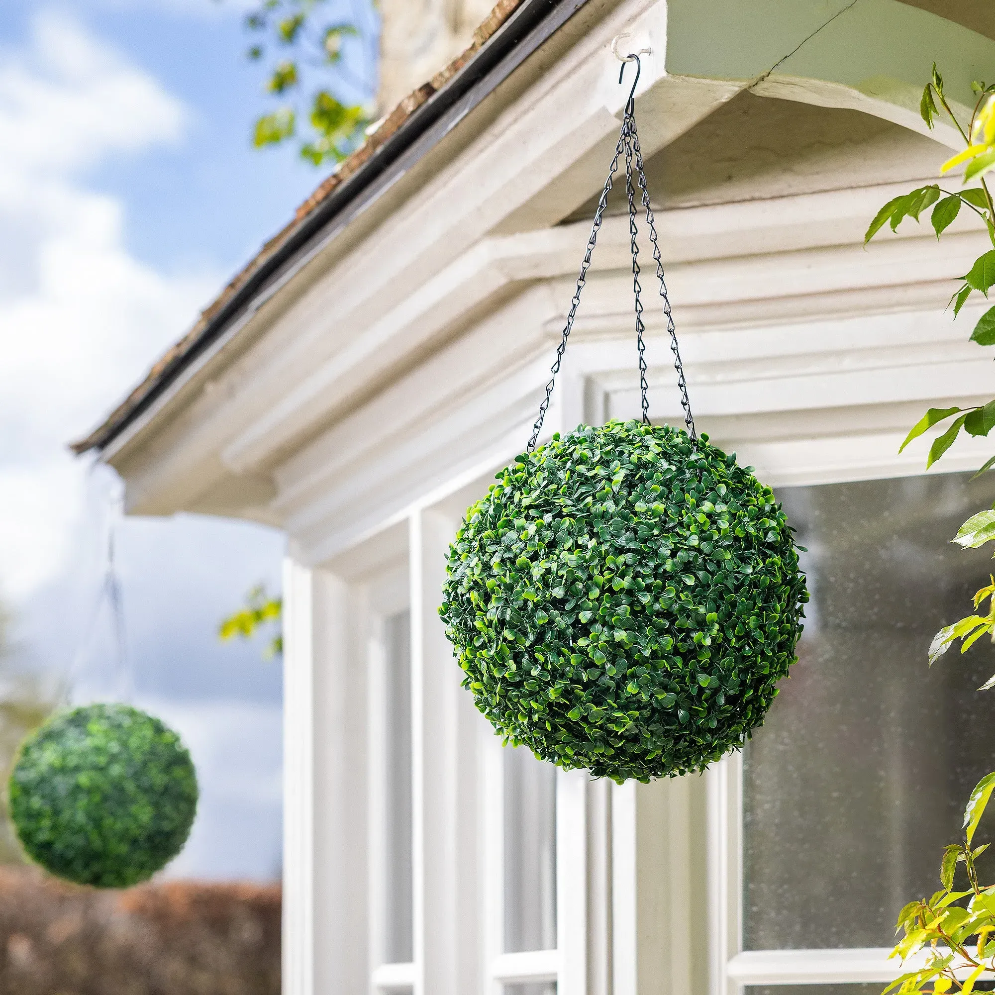 Artificial Boxwood Topiary Balls 2 Pack with Hanging Chain alternate view