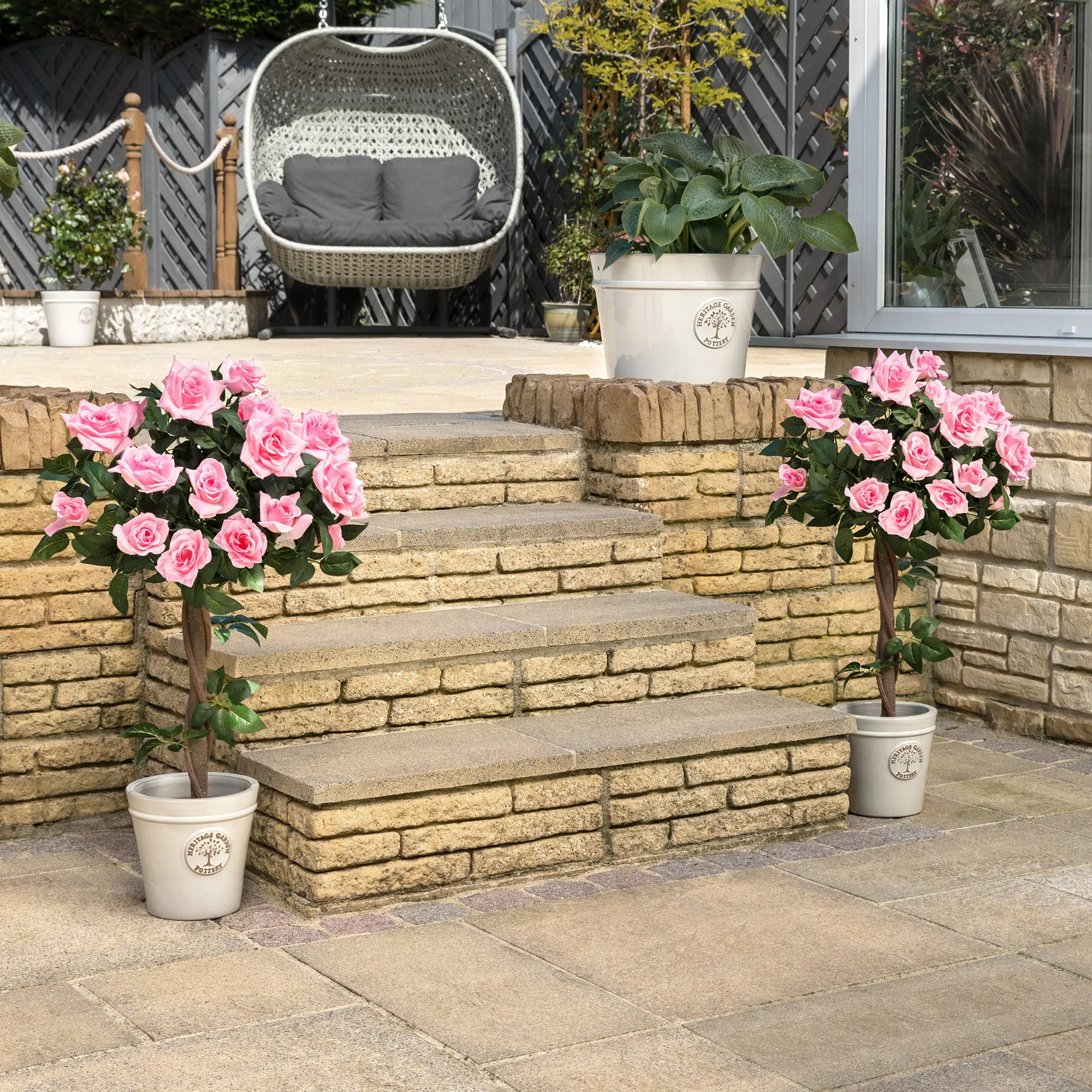 Artificial Pink Rose Trees Pair - 3ft & 4ft product